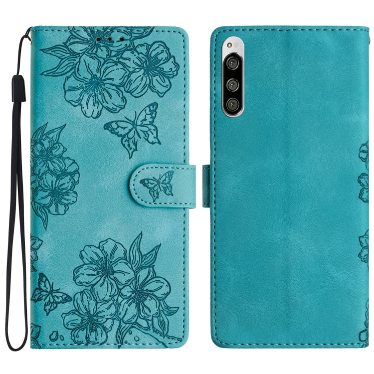 Cherry Blossom Butterfly Skin Feel Embossed PU Phone Case, For Sony Xperia 1 IV, For Sony Xperia L4, For Sony Xperia 5, For Sony Xperia L3