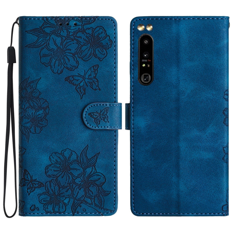 Cherry Blossom Butterfly Skin Feel Embossed PU Phone Case, For Sony Xperia 1 IV, For Sony Xperia L4, For Sony Xperia 5, For Sony Xperia L3