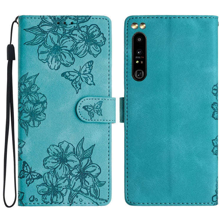 Cherry Blossom Butterfly Skin Feel Embossed PU Phone Case, For Sony Xperia 1 IV, For Sony Xperia L4, For Sony Xperia 5, For Sony Xperia L3