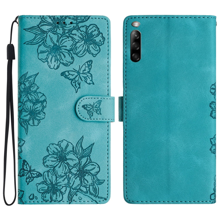 Cherry Blossom Butterfly Skin Feel Embossed PU Phone Case, For Sony Xperia 1 IV, For Sony Xperia L4, For Sony Xperia 5, For Sony Xperia L3