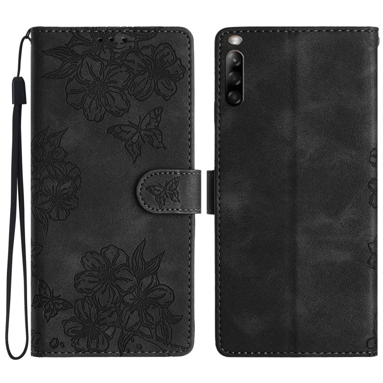 Cherry Blossom Butterfly Skin Feel Embossed PU Phone Case, For Sony Xperia 1 IV, For Sony Xperia L4, For Sony Xperia 5, For Sony Xperia L3