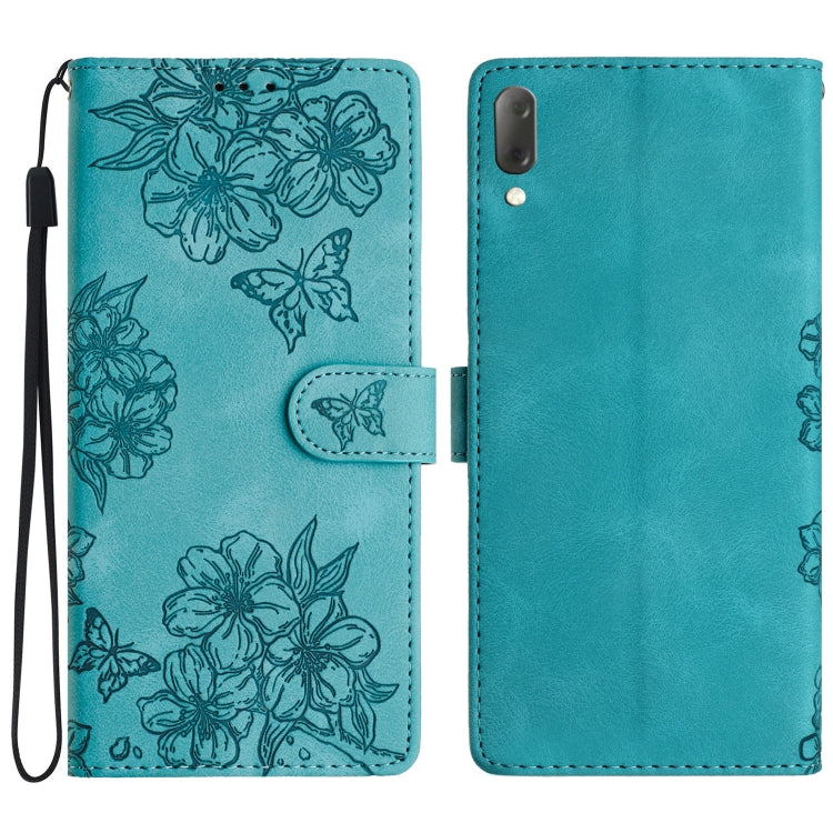 Cherry Blossom Butterfly Skin Feel Embossed PU Phone Case, For Sony Xperia 1 IV, For Sony Xperia L4, For Sony Xperia 5, For Sony Xperia L3