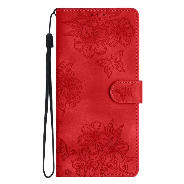 Cherry Blossom Butterfly Skin Feel Embossed PU Phone Case, For Sony Xperia 10 VI, For Sony Xperia 1 VI, For Sony Xperia 1 V, For Sony Xperia 10 V