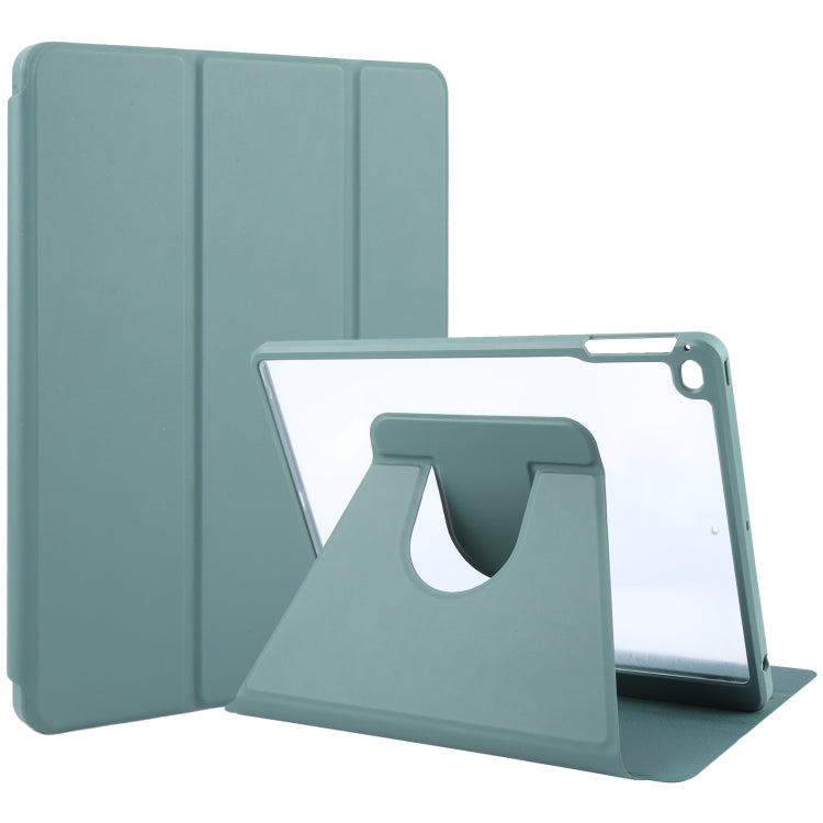 GEBEI Acrylic TPU 3-folding Rotating Smart Tablet Leather Case withh Pen Slot, For iPad 9.7 2018 & 2017 / Air / Air2