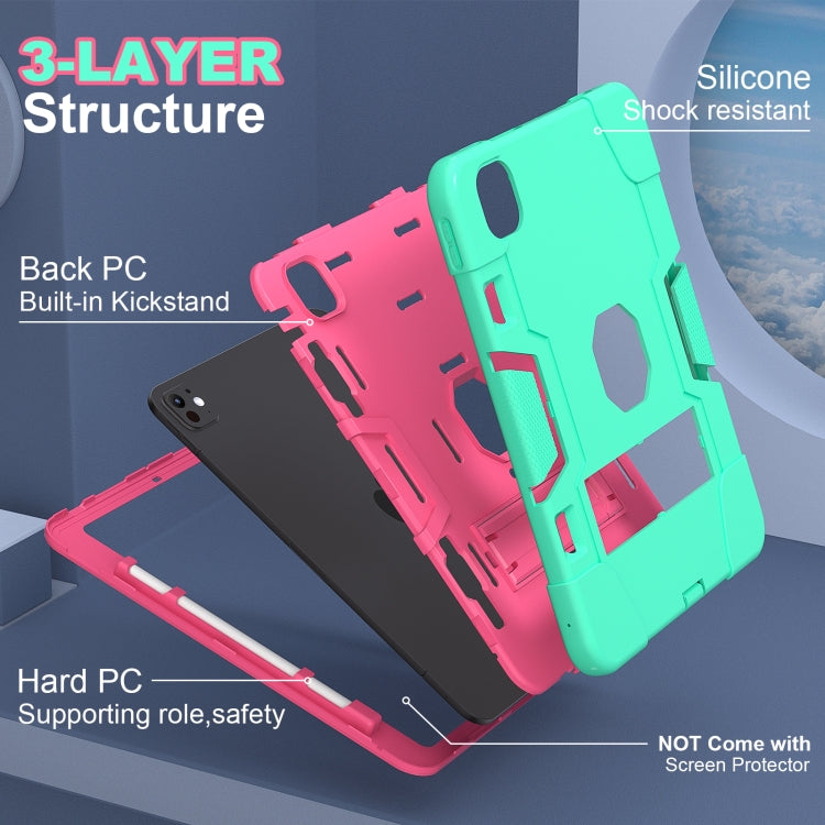 Contrast Color Silicone Acrylic PC Tablet Case with Holder, For iPad Pro 11 2024