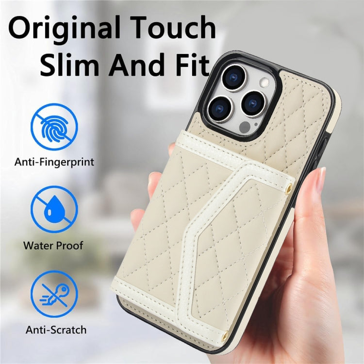 Splicing Rhombic Texture Card Bag Phone Case with Long Lanyard, For iPhone 11, For iPhone 11 Pro