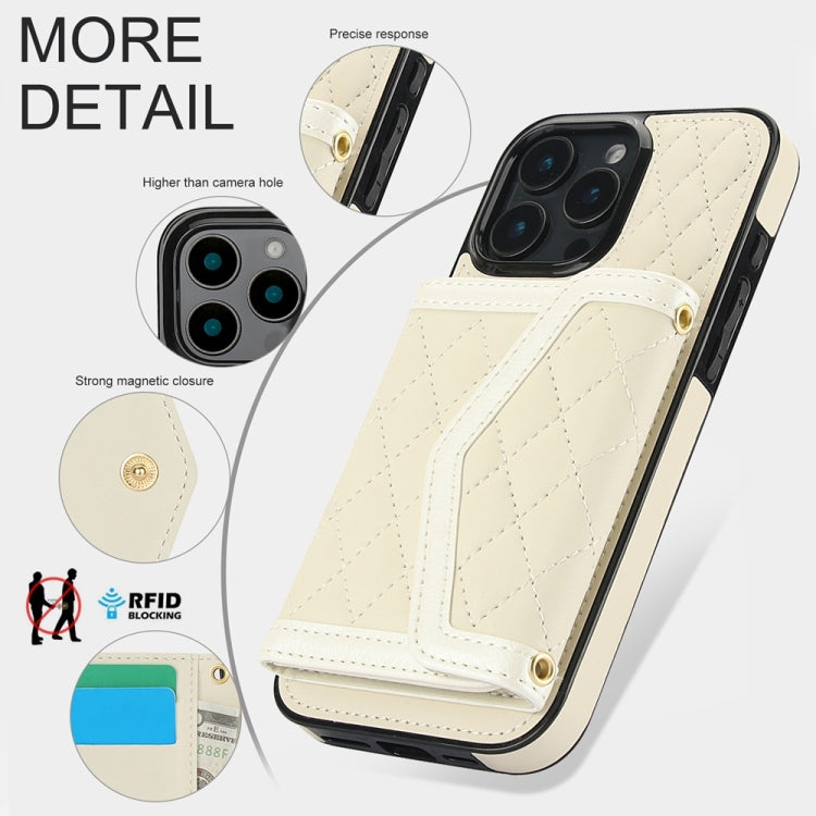 Splicing Rhombic Texture Card Bag Phone Case with Long Lanyard, For iPhone 16 Pro Max, For iPhone 16 Pro, For iPhone 16 Plus, For iPhone 16, For iPhone 15 Pro Max, For iPhone 15 Pro