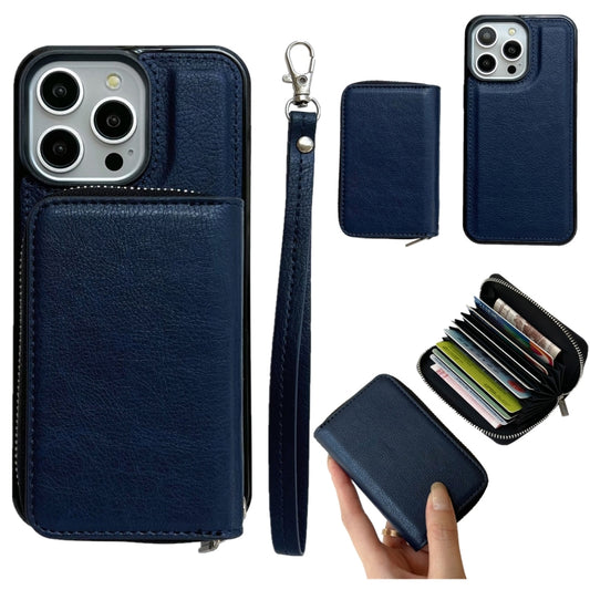 Solid Color Zipper 11-Card Slots Bag Phone Case with Lanyard, For iPhone 13 Pro Max, For iPhone 13 Pro, For iPhone 12 / 12 Pro, For iPhone 12 Pro Max