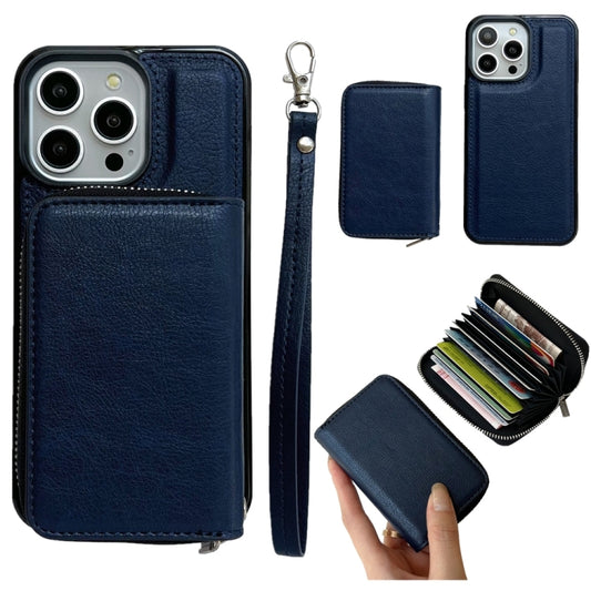 Solid Color Zipper 11-Card Slots Bag Phone Case with Lanyard, For iPhone 16 Pro Max, For iPhone 16 Pro, For iPhone 16 Plus, For iPhone 16, For iPhone 15 Pro Max, For iPhone 15 Pro