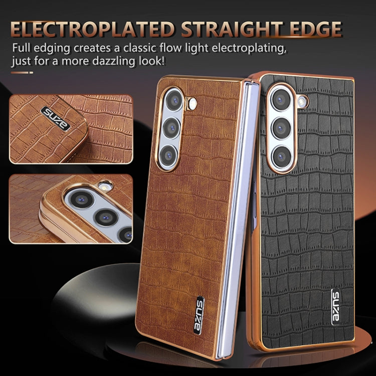 AZNS Electroplated Frame Crocodile Texture Full Coverage Phone Case