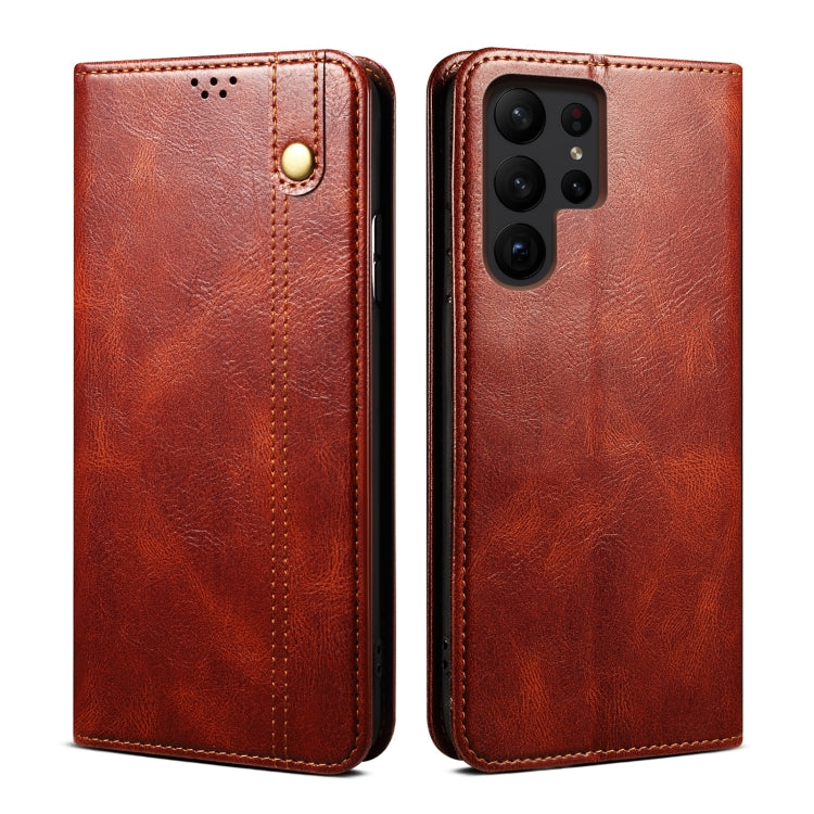 Oil Wax Crazy Horse Texture Leather Phone Case, For Samsung Galaxy S25 5G, For Samsung Galaxy S25+ 5G, For Samsung Galaxy S25 Ultra 5G, For Samsung Galaxy S24 FE 5G, For Samsung Galaxy S24 Ultra 5G, For Samsung Galaxy S24+ 5G