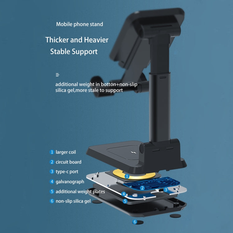 T6 2 in 1 Portable Folding Stand Wireless Charging, Only Bracket, Single Charge, Double Charge