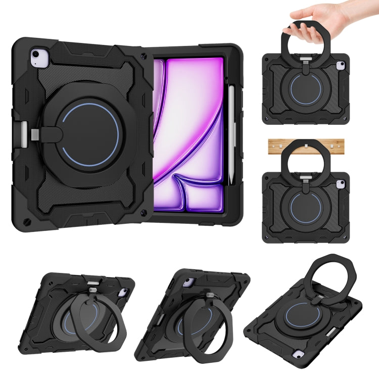 Armor Portable Rotating Ring Holder Silicone Tablet Case with Pen Slot, For iPad Pro 13 2024, For iPad Air 13 2024, For iPad Air 11 2024, For iPad Pro 11 2024