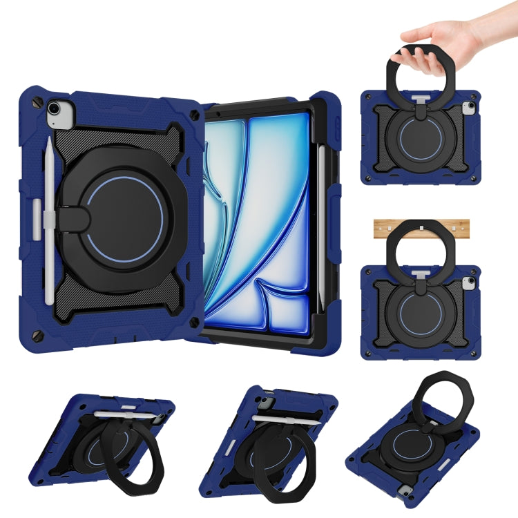 Armor Portable Rotating Ring Holder Silicone Tablet Case with Pen Slot, For iPad Pro 13 2024, For iPad Air 13 2024, For iPad Air 11 2024, For iPad Pro 11 2024