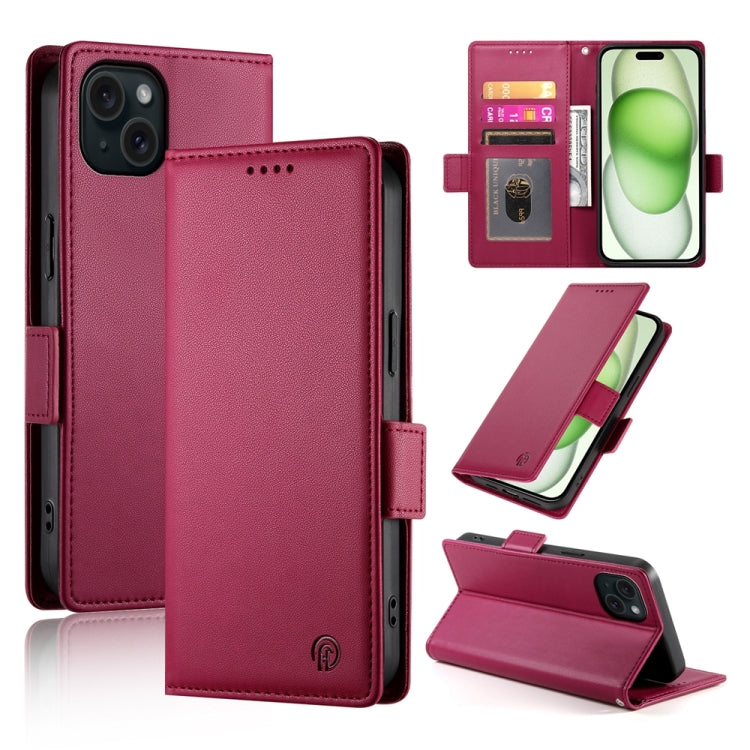 Side Buckle Magnetic Frosted Leather Phone Case, For iPhone 15 Pro Max, For iPhone 15 Pro, For iPhone 15 Plus