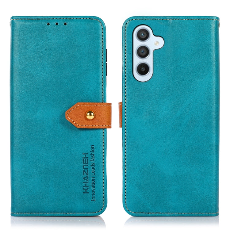 KHAZNEH Dual-color Cowhide Texture Flip Leather Phone Case, For Samsung Galaxy S25 Ultra 5G, For Samsung Galaxy S24 FE 5G