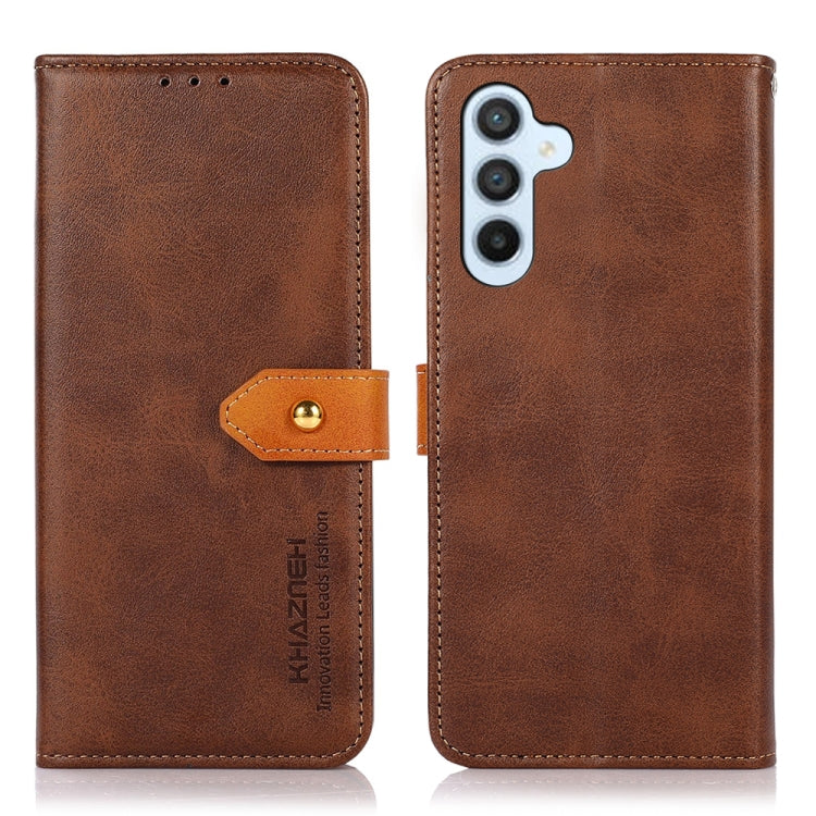 KHAZNEH Dual-color Cowhide Texture Flip Leather Phone Case, For Samsung Galaxy S25 Ultra 5G, For Samsung Galaxy S24 FE 5G