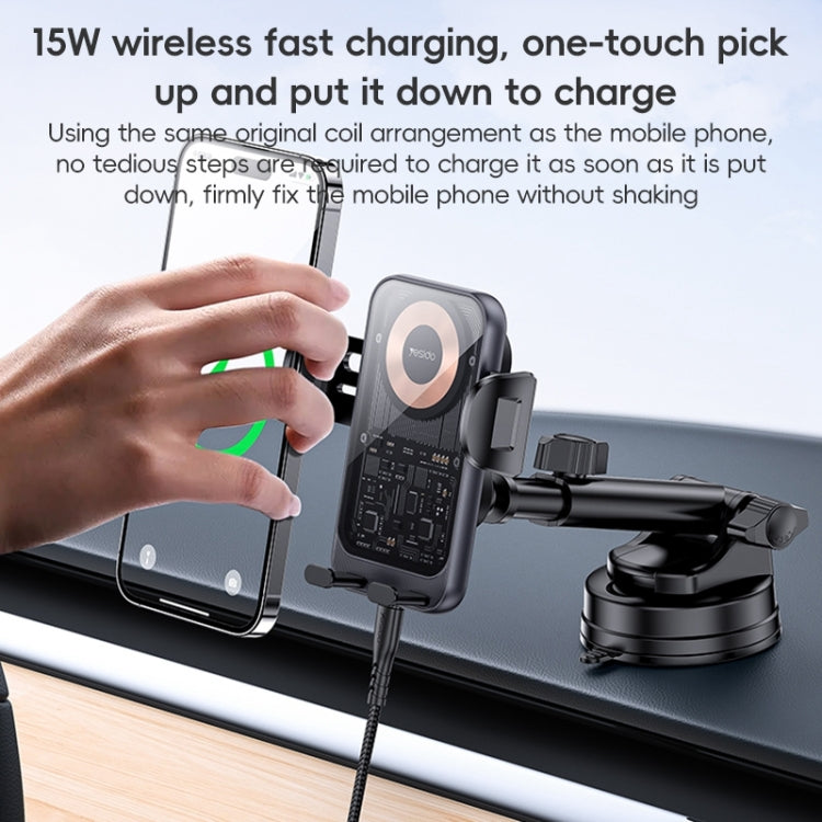 Yesido C307 15W Suction Cup Car Wireless Charging Holder, C307