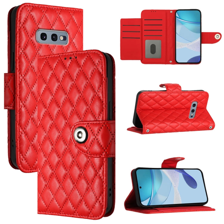 Rhombic Texture Flip Leather Phone Case with Lanyard, For Samsung Galaxy S20, For Samsung Galaxy S20+, For Samsung Galaxy S10 Lite, For Samsung Galaxy S10e, For Samsung Galaxy S10+