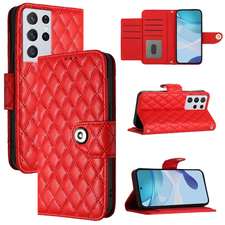 Rhombic Texture Flip Leather Phone Case with Lanyard, For Samsung Galaxy S24 FE 5G, For Samsung Galaxy S21 5G, For Samsung Galaxy S21+ 5G, For Samsung Galaxy S21 Ultra 5G, For Samsung Galaxy S20 Ultra