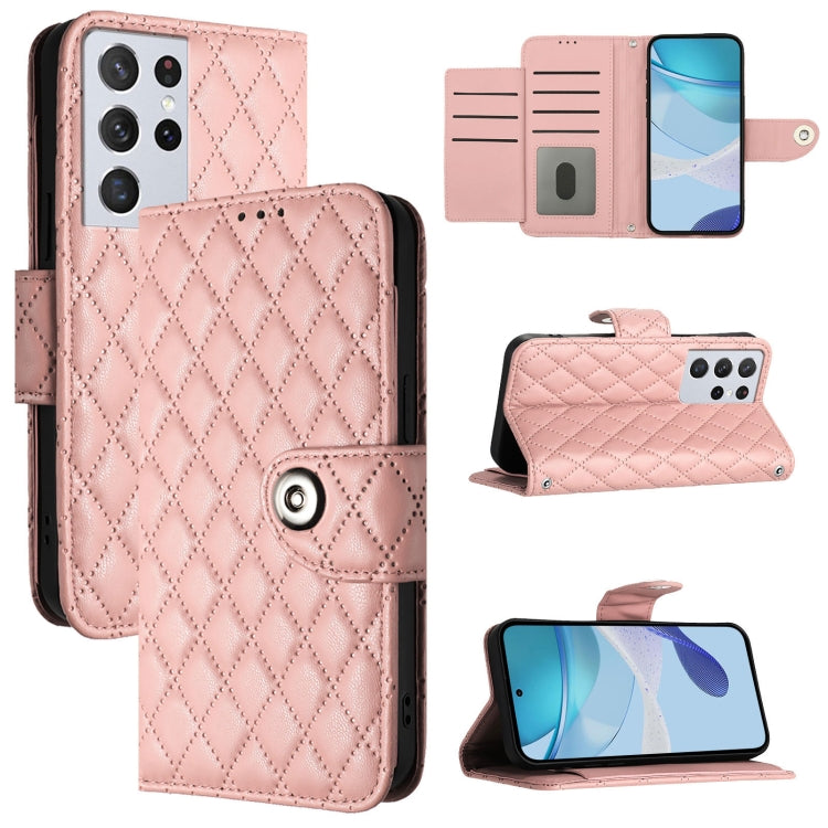 Rhombic Texture Flip Leather Phone Case with Lanyard, For Samsung Galaxy S24 FE 5G, For Samsung Galaxy S21 5G, For Samsung Galaxy S21+ 5G, For Samsung Galaxy S21 Ultra 5G, For Samsung Galaxy S20 Ultra