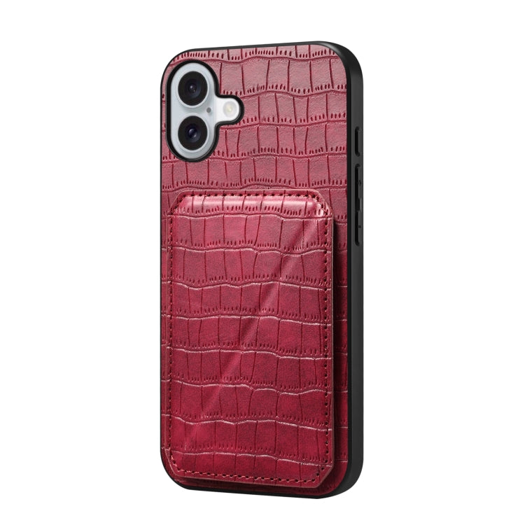 Imitation Crocodile Leather Back Phone Case with Holder, For iPhone 16 Pro Max, For iPhone 16 Pro, For iPhone 16 Plus, For iPhone 16