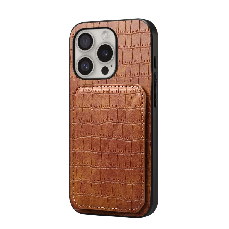 Imitation Crocodile Leather Back Phone Case with Holder, For iPhone 16 Pro Max, For iPhone 16 Pro, For iPhone 16 Plus, For iPhone 16