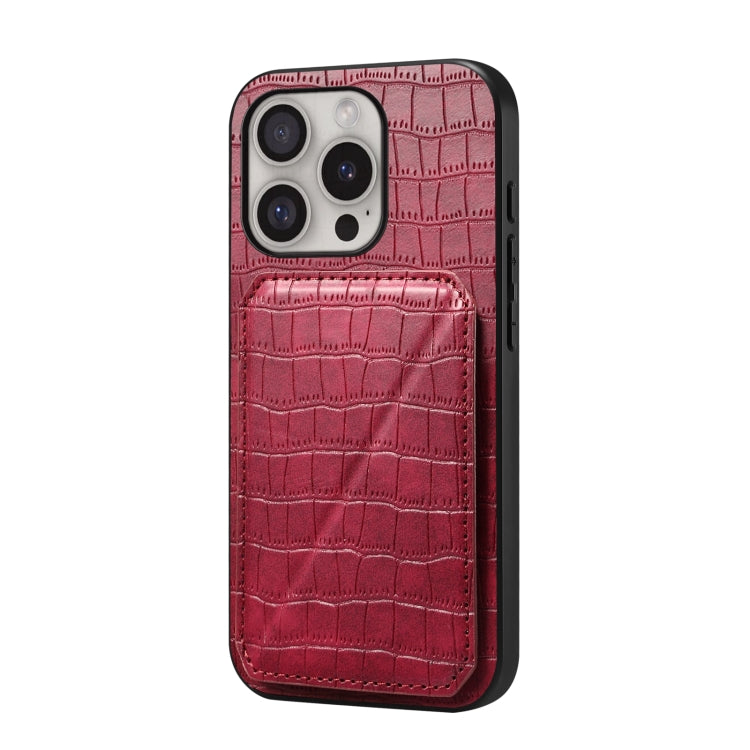 Imitation Crocodile Leather Back Phone Case with Holder, For iPhone 16 Pro Max, For iPhone 16 Pro, For iPhone 16 Plus, For iPhone 16