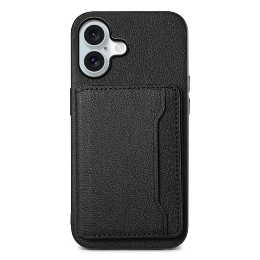 Calf Texture Card Bag Design Full Coverage Phone Case, For iPhone 16 Plus, For iPhone 16