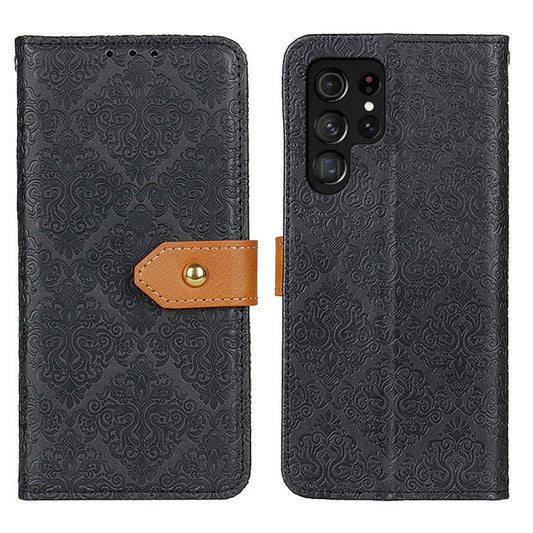 European Floral Embossed Leather Phone Case, For Samsung Galaxy S25 Ultra 5G, For Samsung Galaxy S24 FE 5G