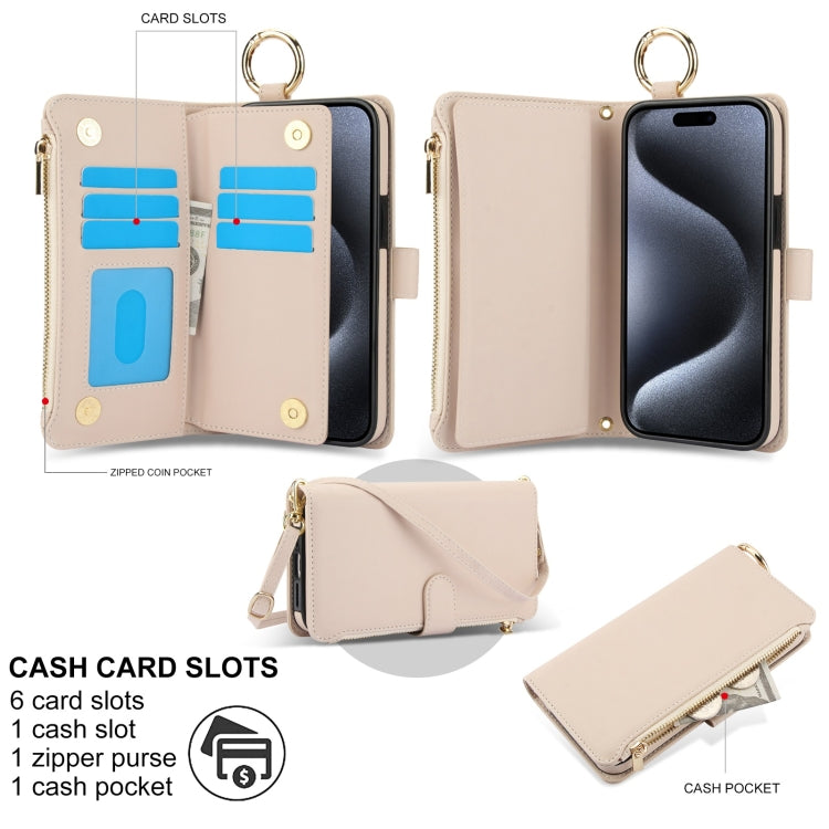 Crossbody Ring Multifunctional Wallet Leather Phone Case, For iPhone 15 Pro Max, For iPhone 15 Pro, For iPhone 15 Plus, For iPhone 15