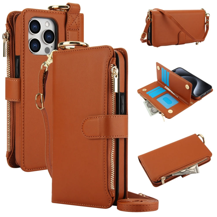 Crossbody Ring Multifunctional Wallet Leather Phone Case, For iPhone 15 Pro Max, For iPhone 15 Pro, For iPhone 15 Plus, For iPhone 15