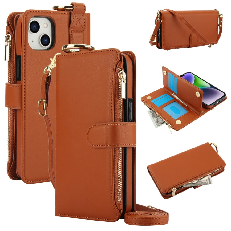 Crossbody Ring Multifunctional Wallet Leather Phone Case, For iPhone 15 Pro Max, For iPhone 15 Pro, For iPhone 15 Plus, For iPhone 15