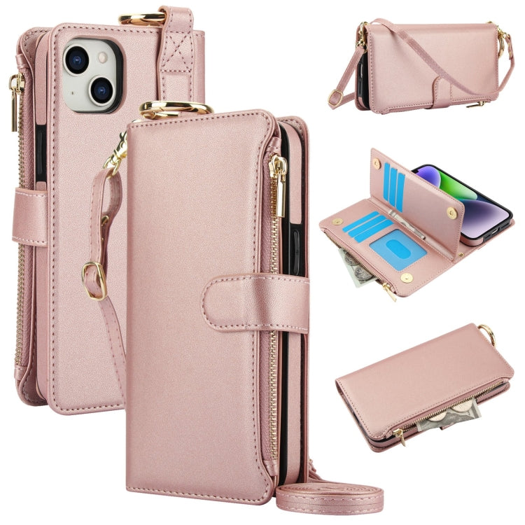 Crossbody Ring Multifunctional Wallet Leather Phone Case, For iPhone 13, For iPhone 13 mini, For iPhone 12 / 12 Pro