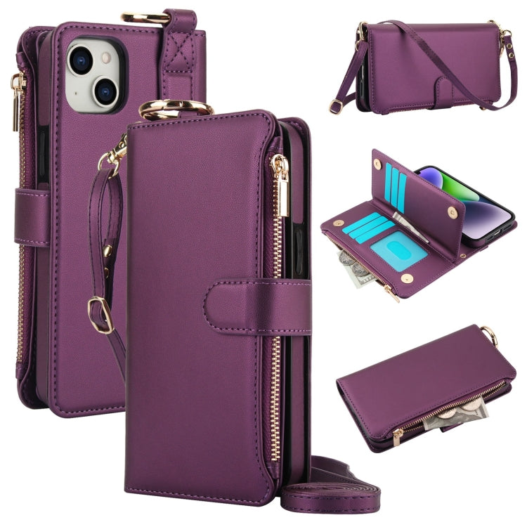 Crossbody Ring Multifunctional Wallet Leather Phone Case, For iPhone 13, For iPhone 13 mini, For iPhone 12 / 12 Pro