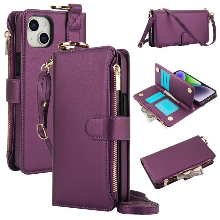 Crossbody Ring Multifunctional Wallet Leather Phone Case, For iPhone 13, For iPhone 13 mini, For iPhone 12 / 12 Pro