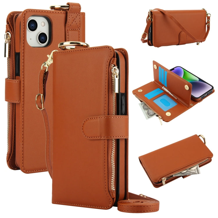 Crossbody Ring Multifunctional Wallet Leather Phone Case, For iPhone 13, For iPhone 13 mini, For iPhone 12 / 12 Pro
