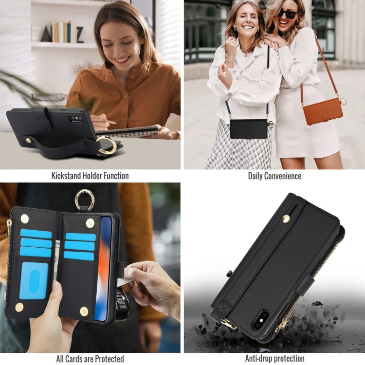 Crossbody Ring Multifunctional Wallet Leather Phone Case, For iPhone XR, For iPhone XS Max, For iPhone 7 Plus / 8 Plus