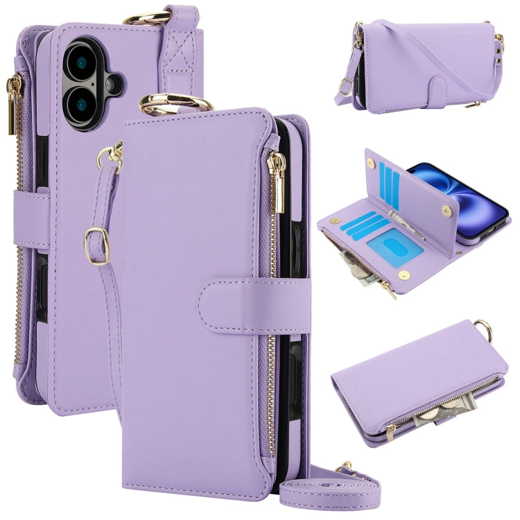 Crossbody Ring Multifunctional Wallet Leather Phone Case, For iPhone 16 Pro Max, For iPhone 16 Pro, For iPhone 16 Plus, For iPhone 16