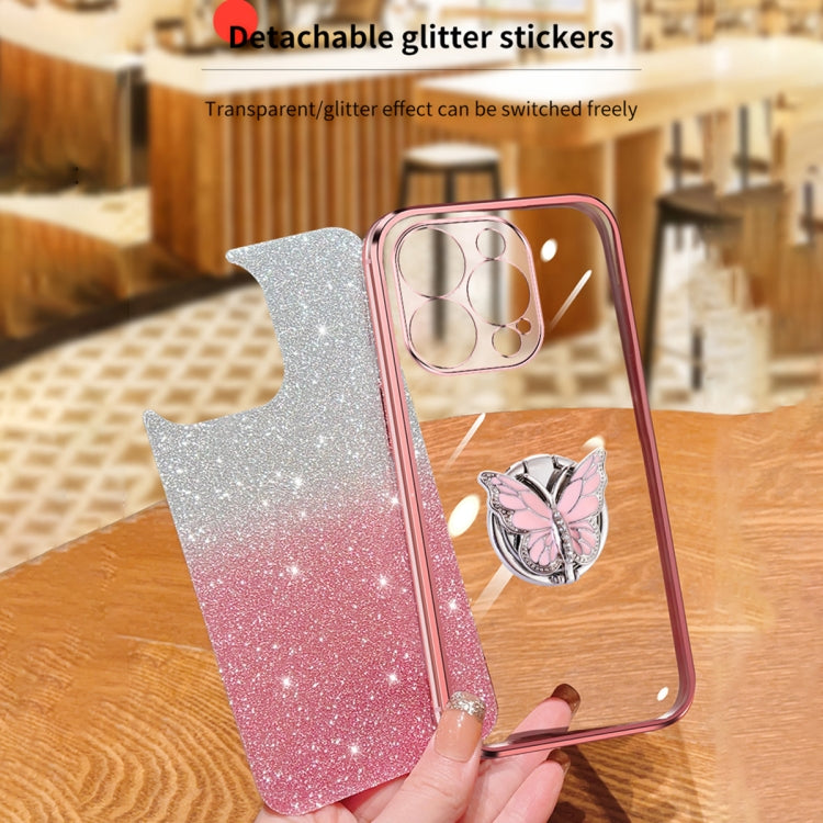 Plated Gradient Glitter Butterfly Holder TPU Phone Case