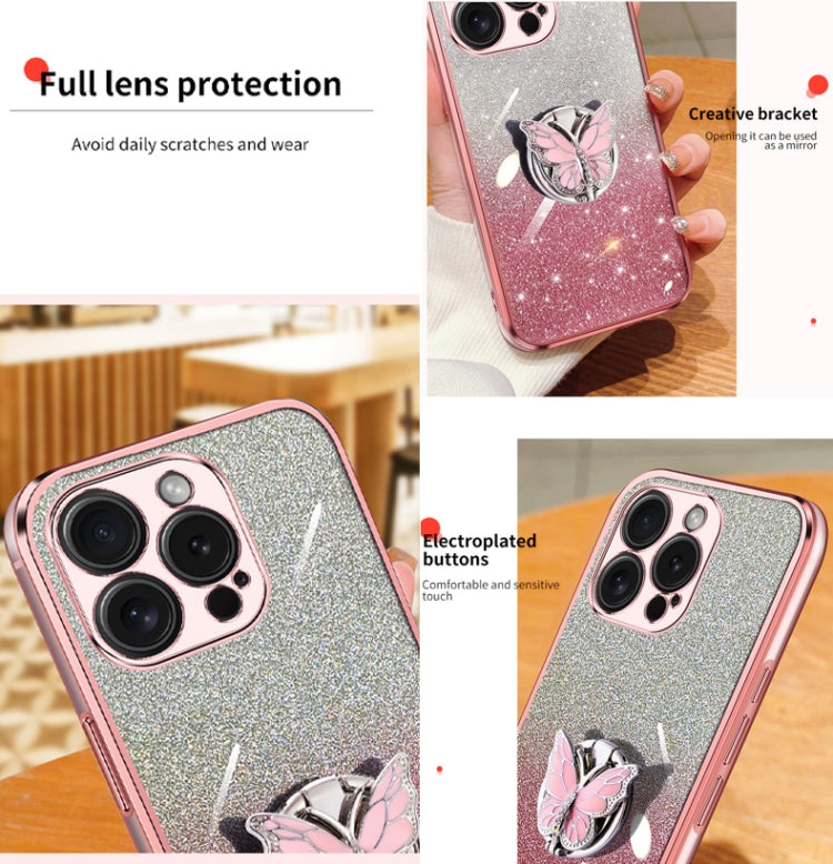 Plated Gradient Glitter Butterfly Holder TPU Phone Case
