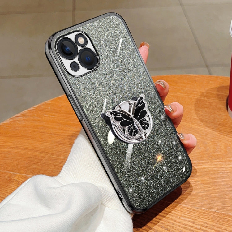 Plated Gradient Glitter Butterfly Holder TPU Phone Case, For iPhone 15 Plus, For iPhone 15, For iPhone 14 Plus, For iPhone 14, For iPhone 14 Pro, For iPhone 14 Pro Max