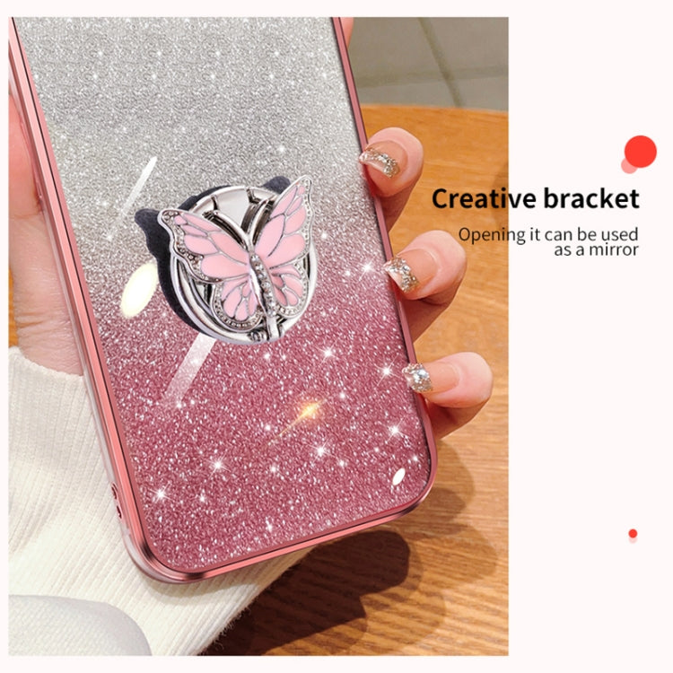 Plated Gradient Glitter Butterfly Holder TPU Phone Case, For iPhone 7 / 8 / SE 2022, For iPhone 13 Pro Max, For iPhone 13 Pro, For iPhone 13, For iPhone 13 mini, For iPhone 12