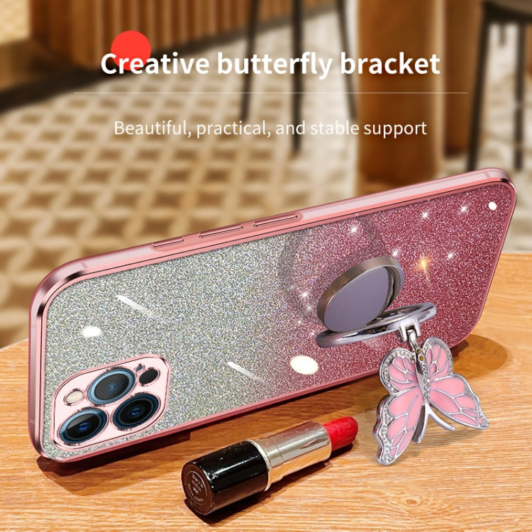 Plated Gradient Glitter Butterfly Holder TPU Phone Case, For iPhone 12 Pro Max, For iPhone 12 Pro, For iPhone 12 mini, For iPhone 11 Pro Max, For iPhone 11, For iPhone 11 Pro