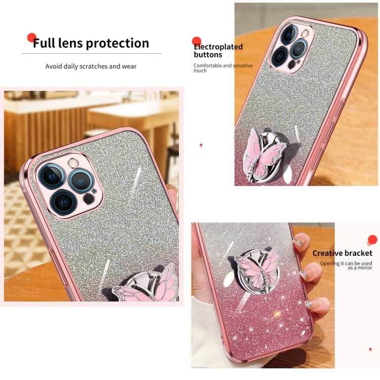 Plated Gradient Glitter Butterfly Holder TPU Phone Case, For iPhone 12 Pro Max, For iPhone 12 Pro, For iPhone 12 mini, For iPhone 11 Pro Max, For iPhone 11, For iPhone 11 Pro