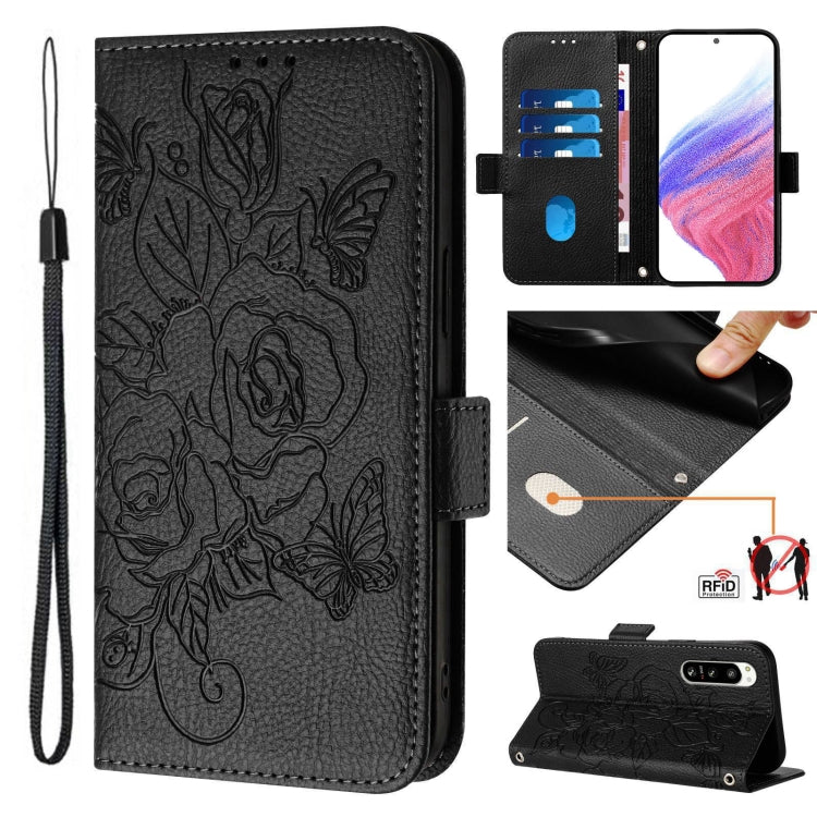 Embossed Rose RFID Anti-theft Leather Phone Case, For Sony Xperia 10 V 4G, For Sony Xperia 5 IV, For Sony Xperia 10 IV