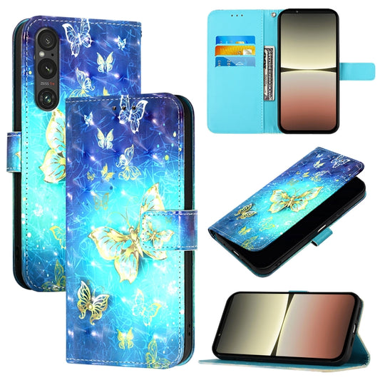 3D Painting Horizontal Flip Leather Phone Case, For Sony Xperia 1 V, For Sony Xperia 10 V, For Sony Xperia 5 IV, For Sony Xperia 10 IV