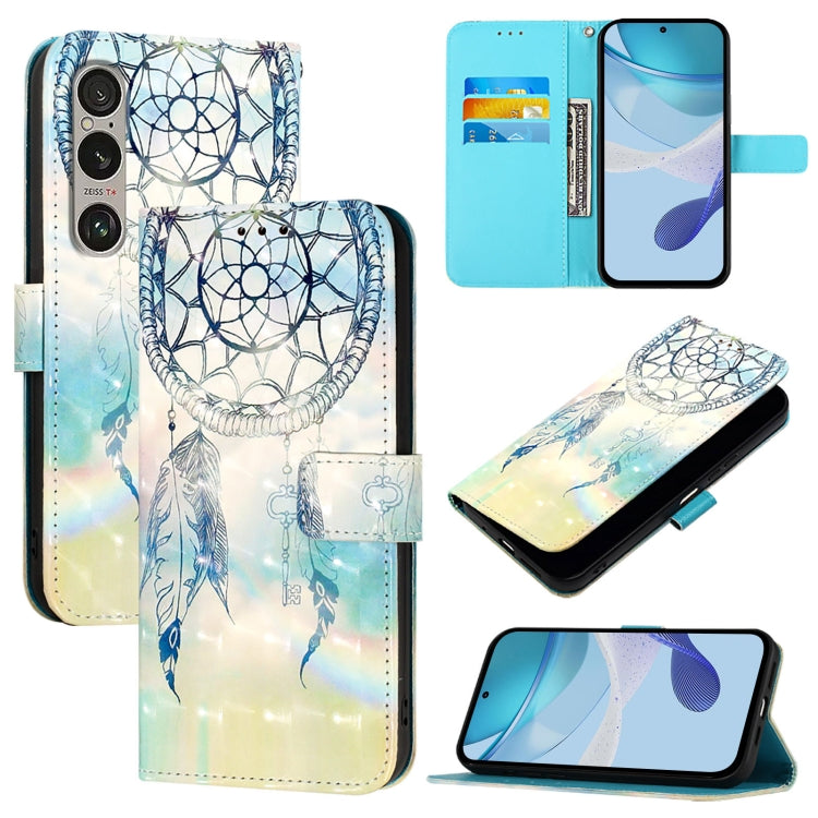 3D Painting Horizontal Flip Leather Phone Case, For Sony Xperia 10 VI, For Sony Xperia 1 VI, For Sony Xperia 5 VI, For Sony Xperia 5 V