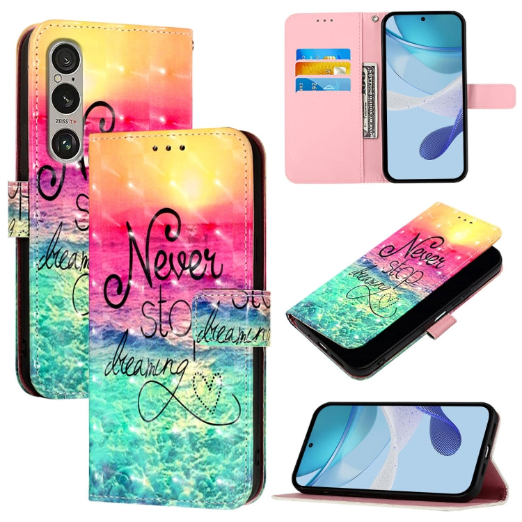 3D Painting Horizontal Flip Leather Phone Case, For Sony Xperia 10 VI, For Sony Xperia 1 VI, For Sony Xperia 5 VI, For Sony Xperia 5 V