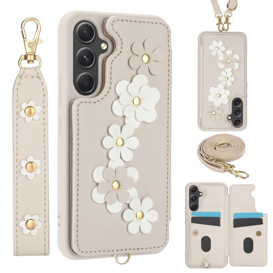Crossbody Flower Pattern Leather Phone Case, For Samsung Galaxy S24+ 5G, For Samsung Galaxy S23 FE 5G, For Samsung Galaxy S23 Ultra 5G, For Samsung Galaxy S23+ 5G